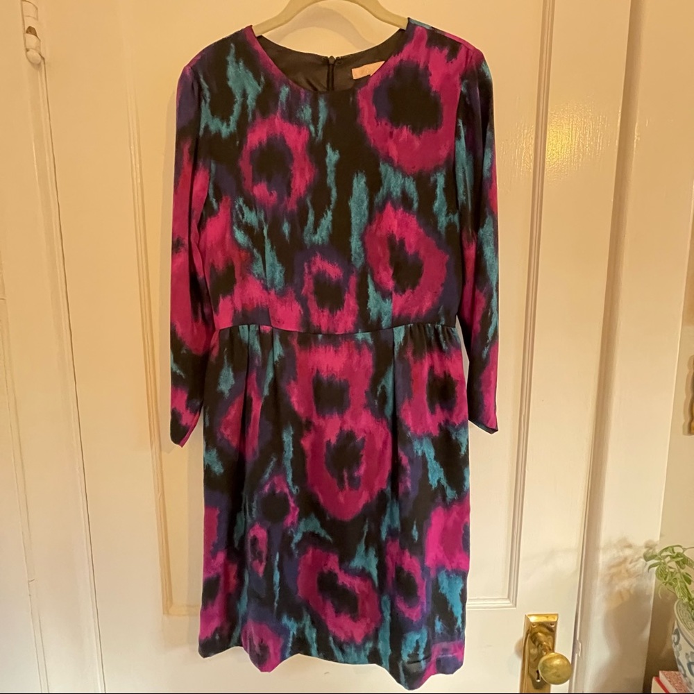 Stunning silky blue, purple, and magenta dress from Anthropologie size 2